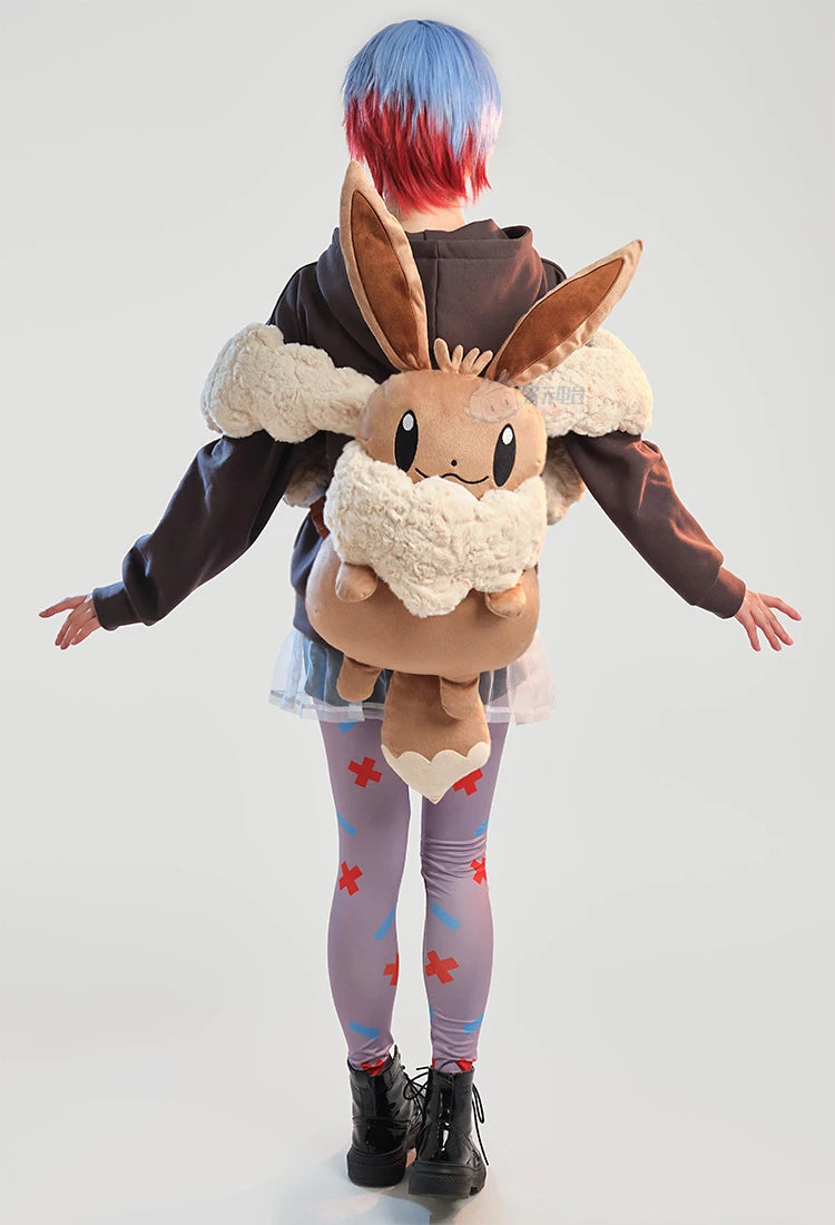Pokemon Eevee Plush Backpack Large Capacity Kawaii Anime Cosplay Doll Cute Gift - bag