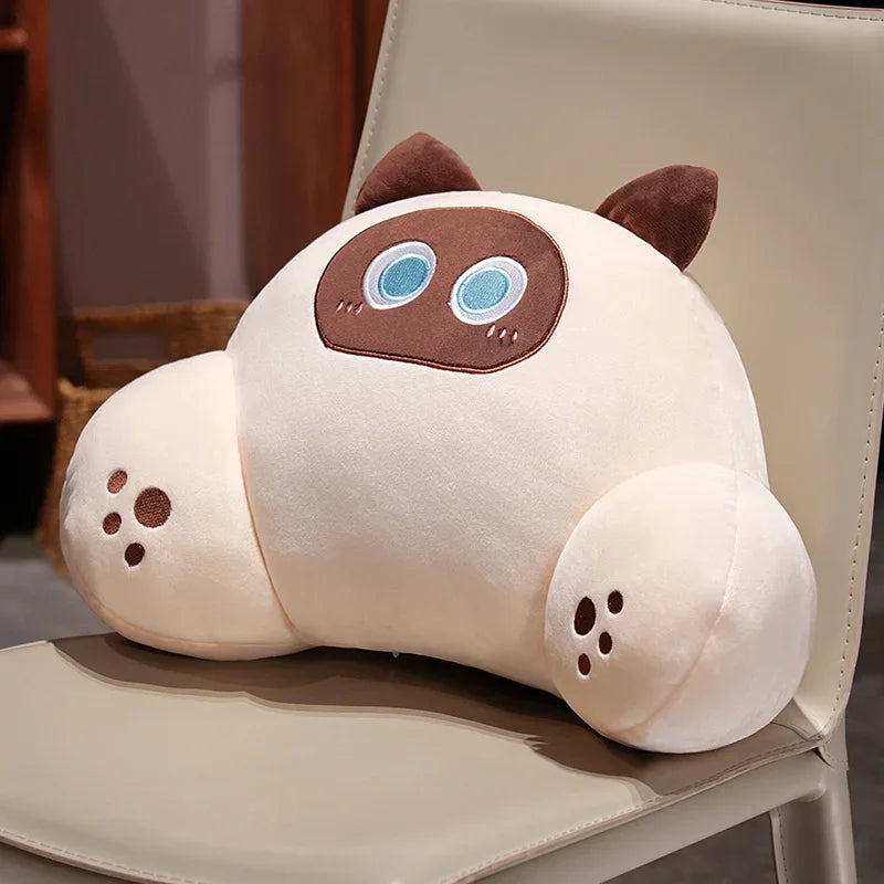 Comfortable Cat Style Back Cushion Sofa Bed Chair Lumbar Support Cushion Comfortable Throw Pillow Reading and Watching TV Soft