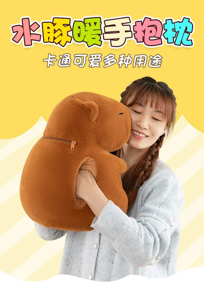 30/40cm Soft Capybara Hand Warmer Pillow Stuffed Funny Capybara Plush Hand Warmer Cartoon Portable Capybara Plush Stuffed Doll