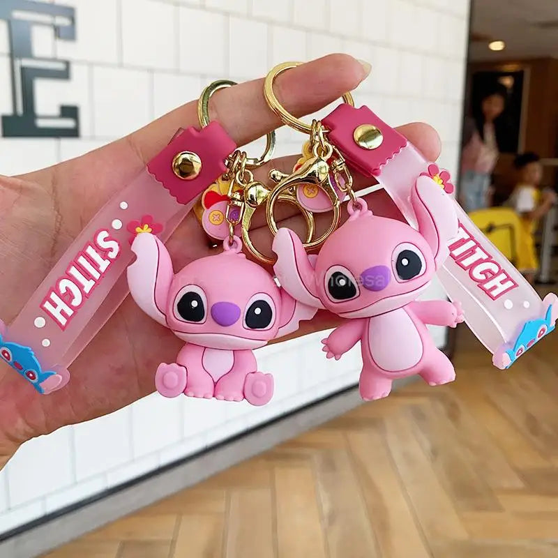 New Anime Disney Keychain Mickey Mouse Minnie Lilo & Stitch Cartoon Keyring Key Chain Car Pendant Kids Toys Gift Wholesale