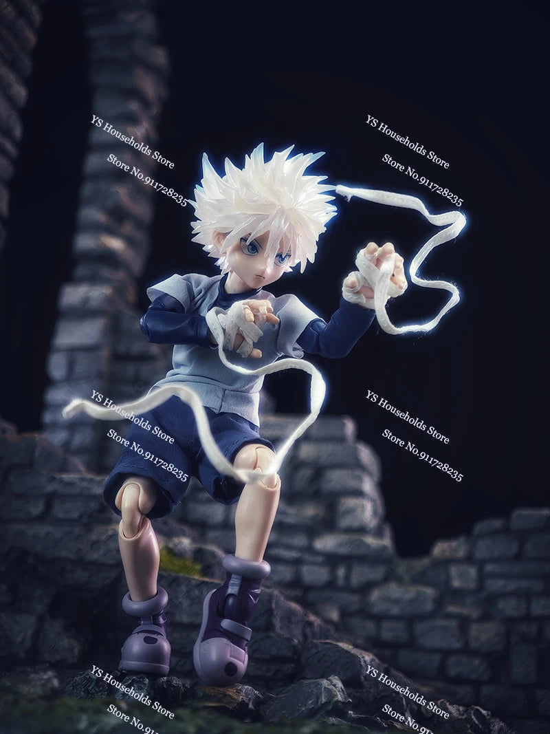 1/12 Killua Zoldyck Anime Boy Figure Mini T-shirt Shorts White Cloth Belt Clothes Toys Accessory For Hunter Shf 6inch Soldier