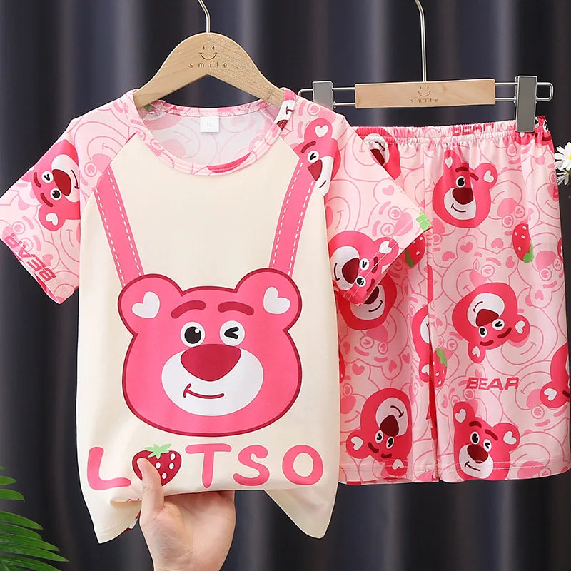 MINISO Boys Pajamas Sets Disney Summer Two Pieces Set 3 to 4 5 6 7 8 9 10 11 12 Years Blue Mickey Mouse Print Children Clothing