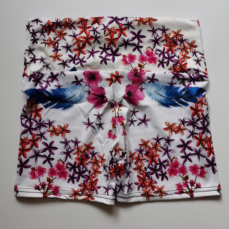 Quick-drying Women’s Running Yoga Sports Flower Hip Shorts