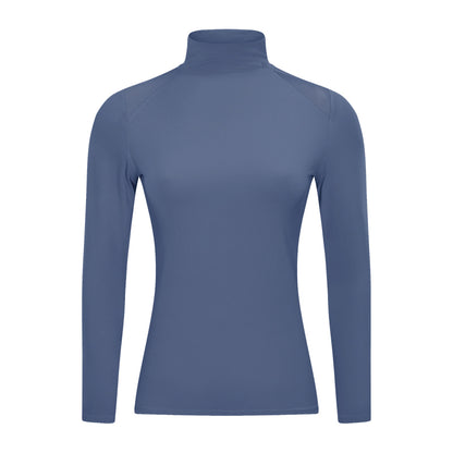 The Codex Tight Stretch Gym Long Sleeve Top with Stand Collar - Grey blue / XS