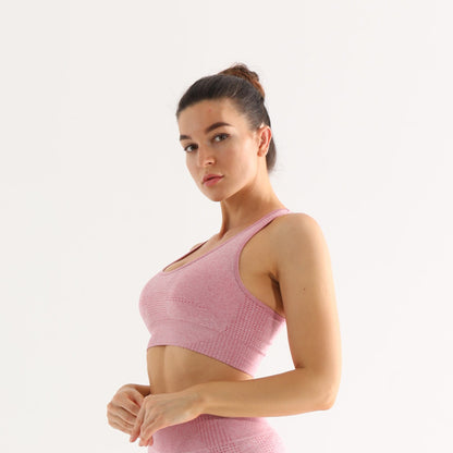 High Waist Yoga Pants and Sleeveless Fitness Suit Five-Piece Set - Pink Vest / L
