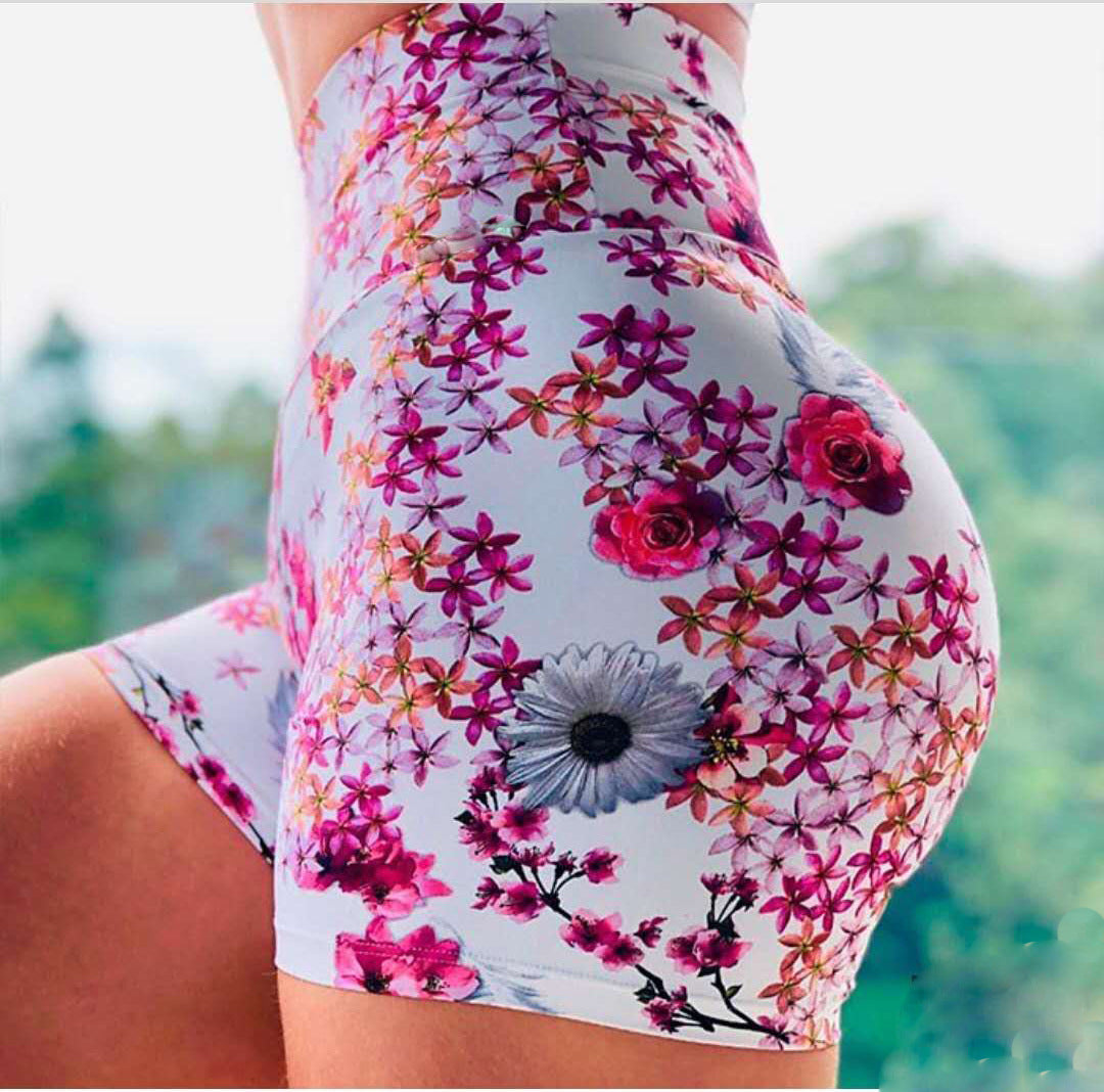 Quick-drying Women’s Running Yoga Sports Flower Hip Shorts